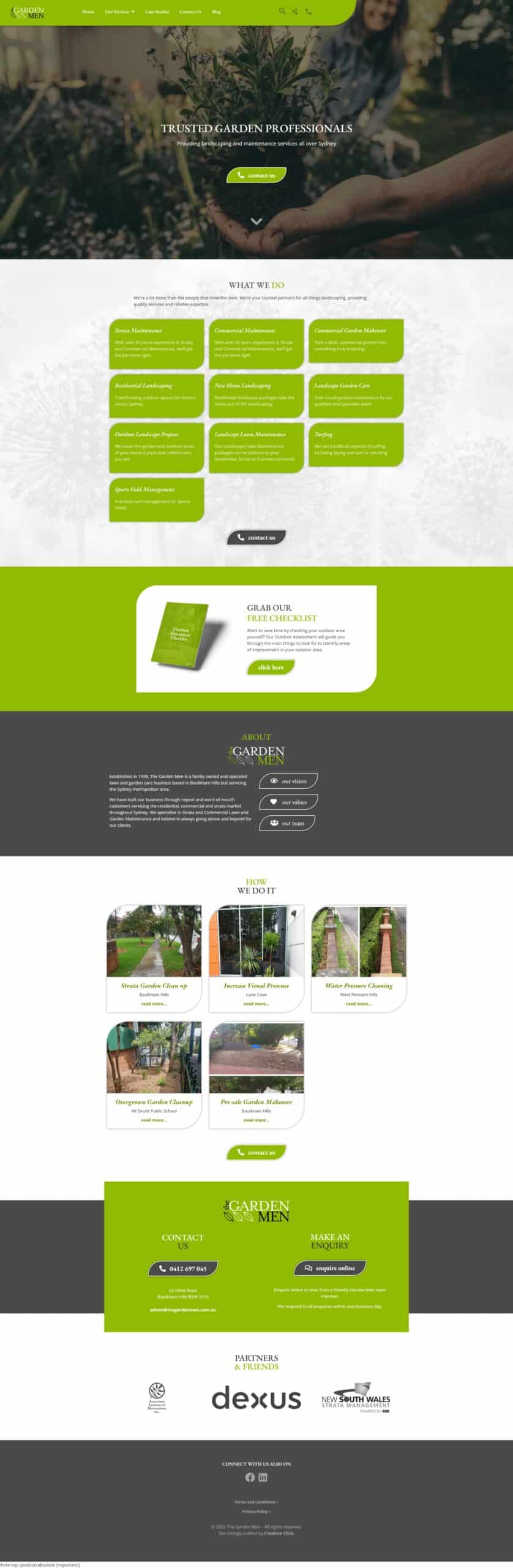 The Garden Men website design